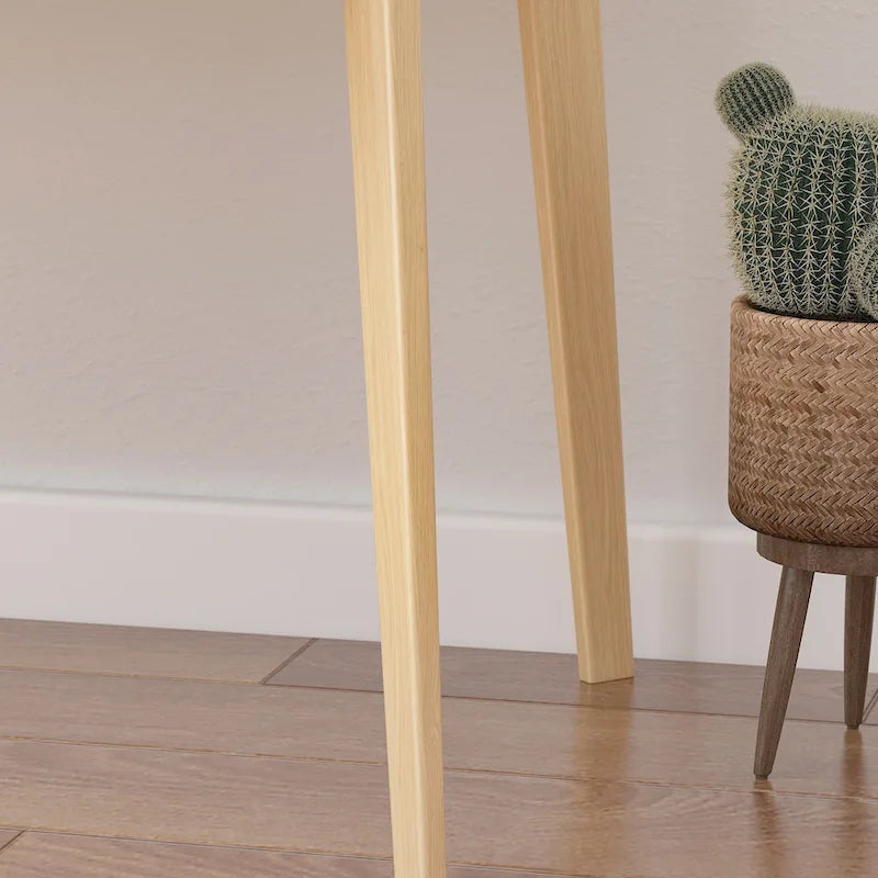 Timechee Beige Wooden Computer Desk, 47  Writing Desk with 2 Drawers