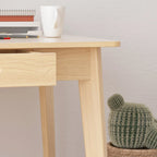Timechee Beige Wooden Computer Desk, 47  Writing Desk with 2 Drawers