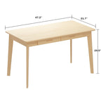Timechee Beige Wooden Computer Desk, 47  Writing Desk with 2 Drawers