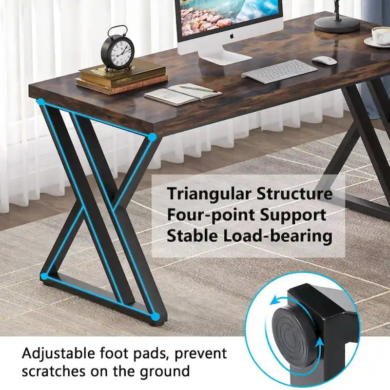 55 inch Writing Computer Desk, Vintage Style