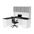 Bestar Pro-Concept Plus L-Desk with Frosted Glass Door Hutch
