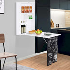 HOMCOM Wall Mounted Foldable Desk: Blackboard, Book Storage - Space Saving