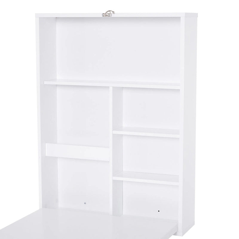 HOMCOM Wall Mounted Foldable Desk: Blackboard, Book Storage - Space Saving