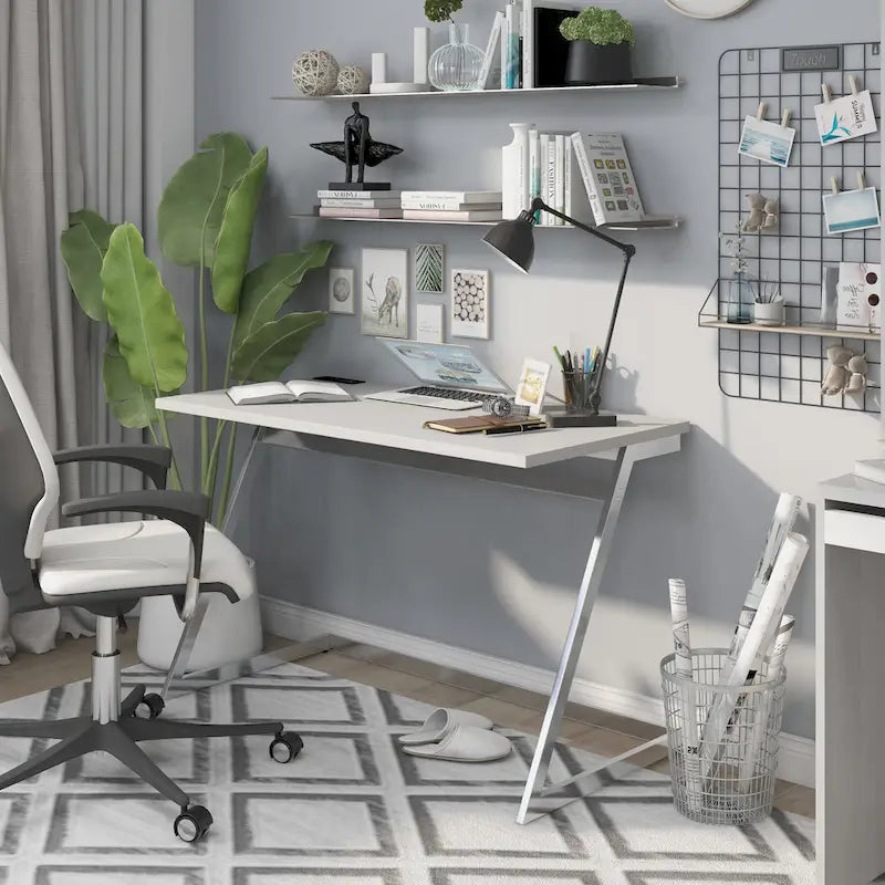 Rosalinda Glam 47-inch Steel Computer Desk with USB Ports by Furniture of America