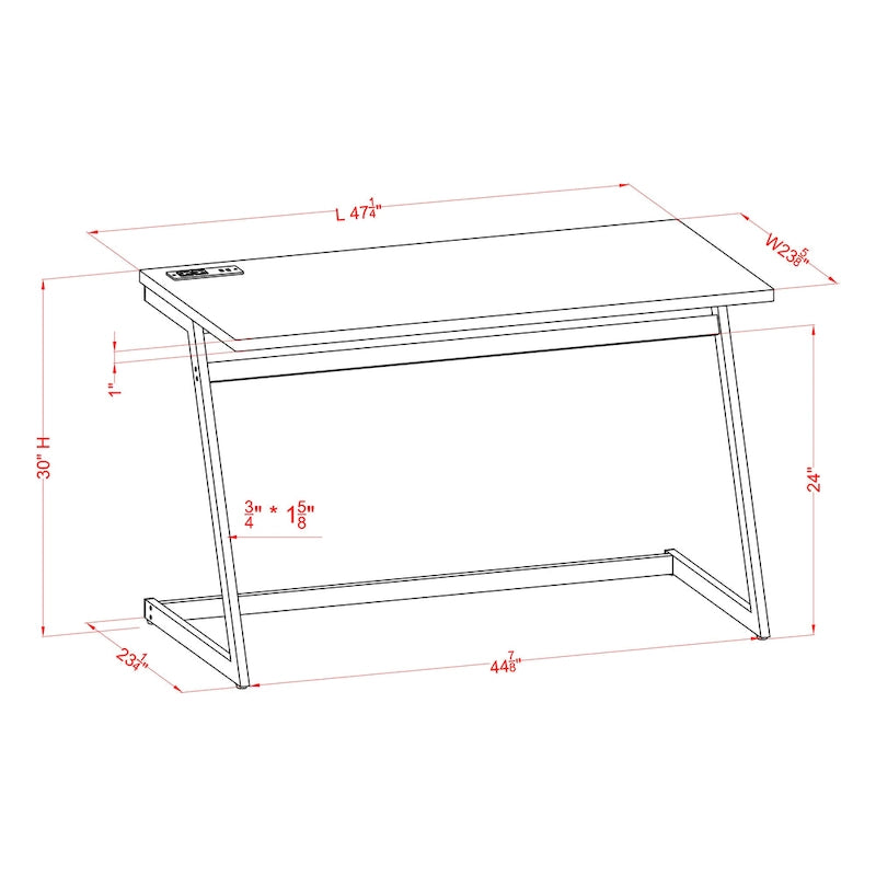 Rosalinda Glam 47-inch Steel Computer Desk with USB Ports by Furniture of America