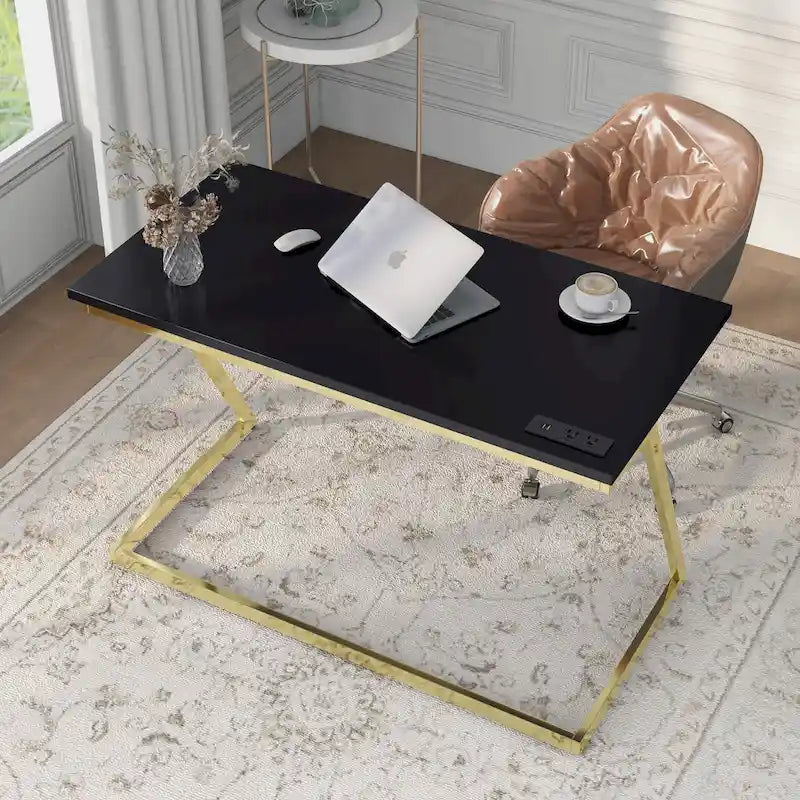 Rosalinda Glam 47-inch Steel Computer Desk with USB Ports by Furniture of America