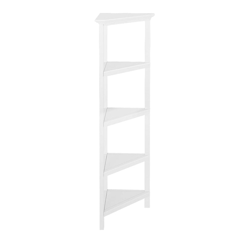 Edenton Tall Wood Corner Bookcase with 4 Shelves, White