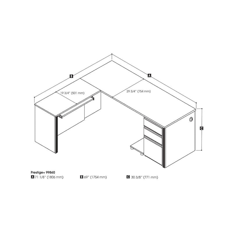 Bestar Prestige L-shaped Desk