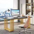 70.9 Inches Modern Office Desk Executive Desk with Gold Metal Legs