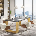 70.9 Inches Modern Office Desk Executive Desk with Gold Metal Legs