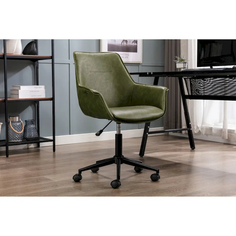 Porthos Home Jamar PU Leather Office Chair with Metal Roller Base