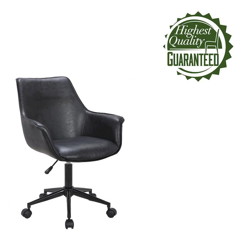 Porthos Home Jamar PU Leather Office Chair with Metal Roller Base