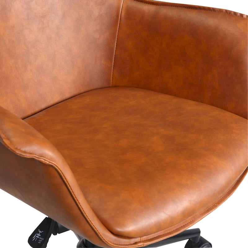 Porthos Home Jamar PU Leather Office Chair with Metal Roller Base