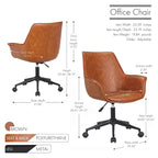 Porthos Home Jamar PU Leather Office Chair with Metal Roller Base