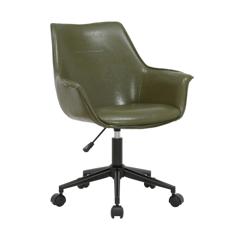 Porthos Home Jamar PU Leather Office Chair with Metal Roller Base