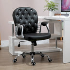 Vinsetto Faux Leather Office Chair Tufted Backrest Swivel Rolling Wheels Task Chair with Height Adjustable Armrests