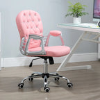 Vinsetto Faux Leather Office Chair Tufted Backrest Swivel Rolling Wheels Task Chair with Height Adjustable Armrests