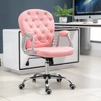 Vinsetto Faux Leather Office Chair Tufted Backrest Swivel Rolling Wheels Task Chair with Height Adjustable Armrests