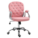 Vinsetto Faux Leather Office Chair Tufted Backrest Swivel Rolling Wheels Task Chair with Height Adjustable Armrests