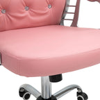 Vinsetto Faux Leather Office Chair Tufted Backrest Swivel Rolling Wheels Task Chair with Height Adjustable Armrests
