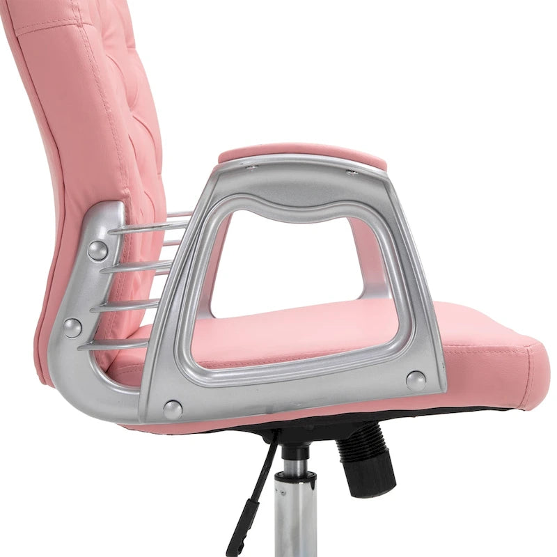 Vinsetto Faux Leather Office Chair Tufted Backrest Swivel Rolling Wheels Task Chair with Height Adjustable Armrests