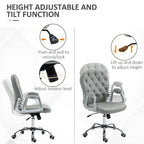Vinsetto Faux Leather Office Chair Tufted Backrest Swivel Rolling Wheels Task Chair with Height Adjustable Armrests