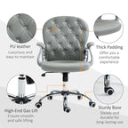 Vinsetto Faux Leather Office Chair Tufted Backrest Swivel Rolling Wheels Task Chair with Height Adjustable Armrests
