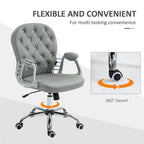 Vinsetto Faux Leather Office Chair Tufted Backrest Swivel Rolling Wheels Task Chair with Height Adjustable Armrests