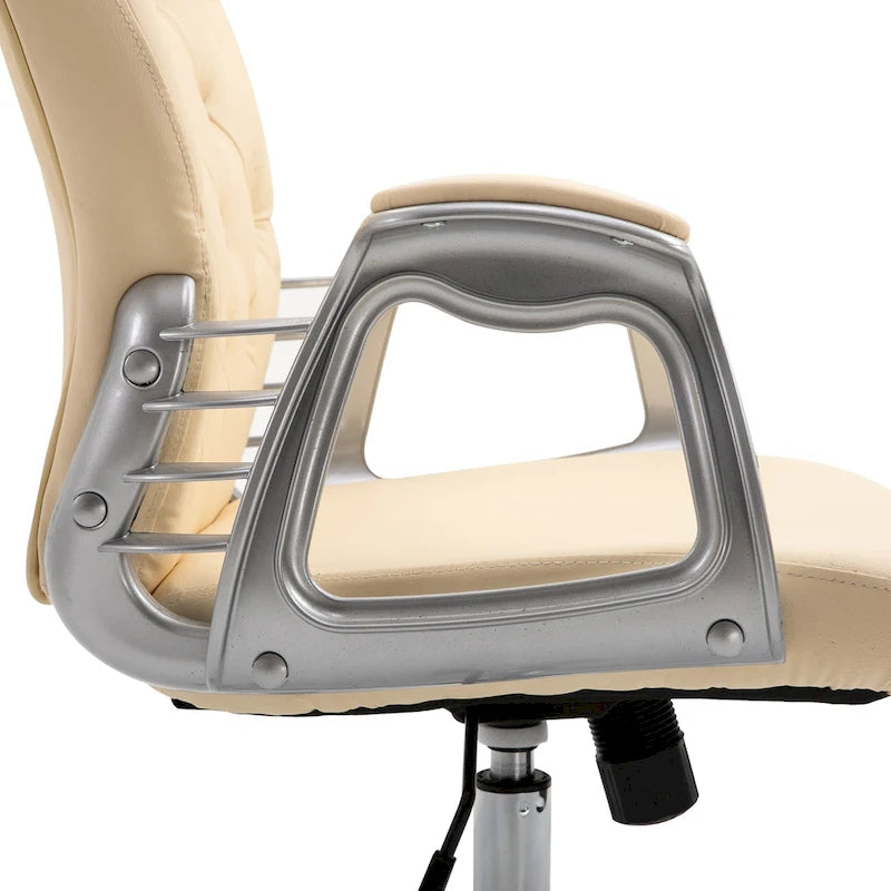 Vinsetto Faux Leather Office Chair Tufted Backrest Swivel Rolling Wheels Task Chair with Height Adjustable Armrests