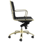 Dirk Low Back Office Chair in Black with Matte Brushed Gold Base