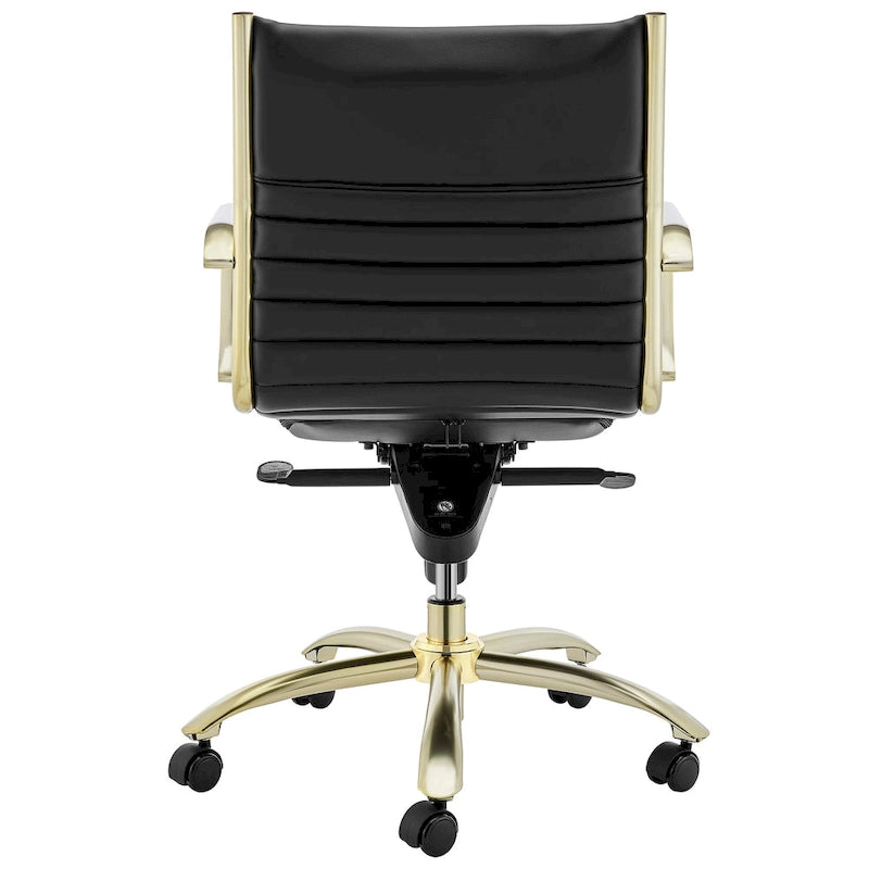 Dirk Low Back Office Chair in Black with Matte Brushed Gold Base