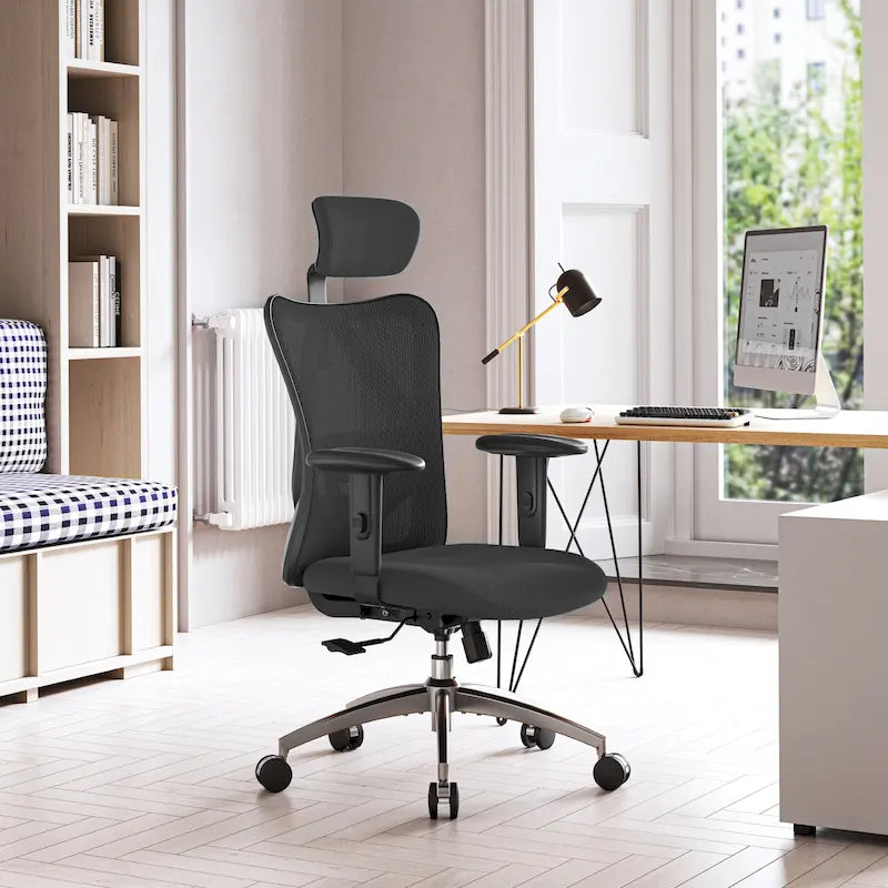 SIHOO Ergonomic Office Chair with Adjustable Lumbar Support, High Back chair for big and tall, Black - 68*70*130