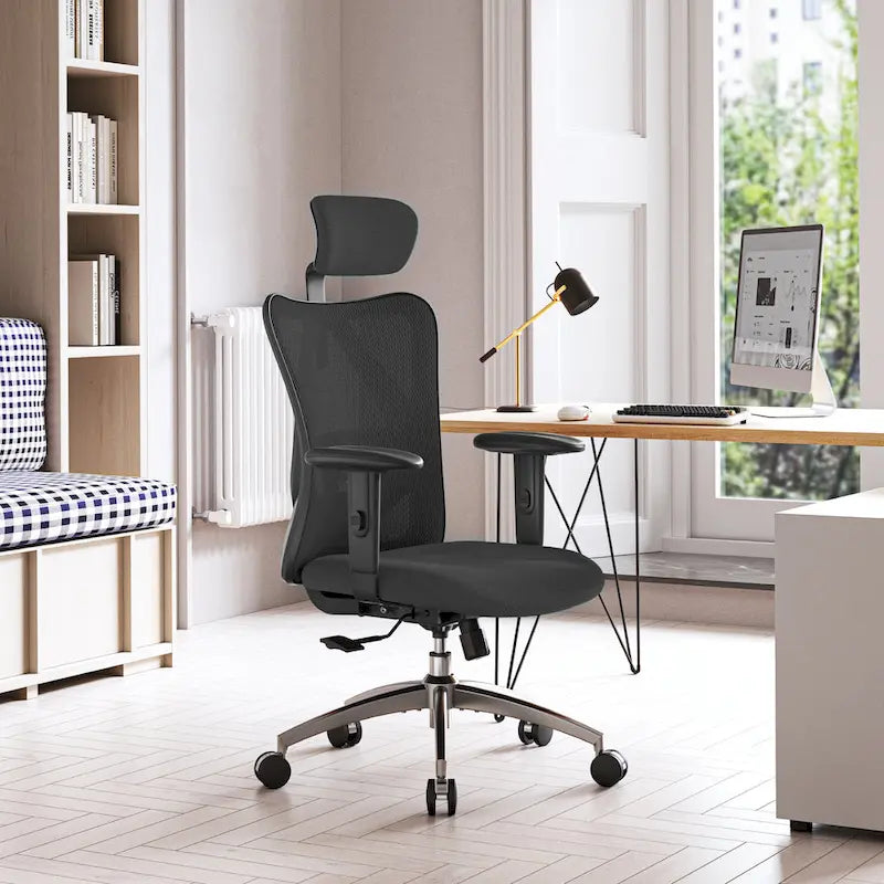 SIHOO Ergonomic Office Chair with Adjustable Lumbar Support, High Back chair for big and tall, Black - 68*70*130