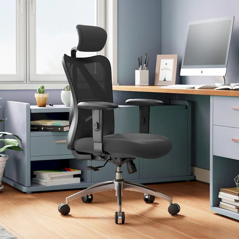 SIHOO Ergonomic Office Chair with Adjustable Lumbar Support, High Back chair for big and tall, Black - 68*70*130