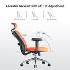 SIHOO Ergonomic Office Chair with Adjustable Lumbar Support, High Back chair for big and tall, Black - 68*70*130