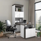 30W Tall Storage Cabinet with Fold-Out Desk