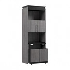 30W Tall Storage Cabinet with Fold-Out Desk