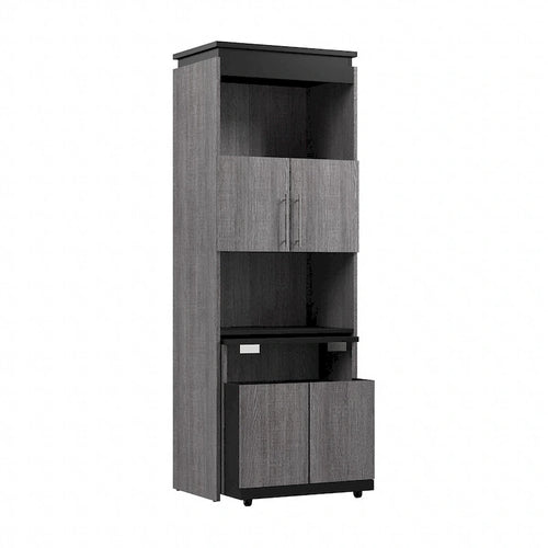 30W Tall Storage Cabinet with Fold-Out Desk