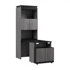 30W Tall Storage Cabinet with Fold-Out Desk
