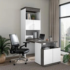 30W Tall Storage Cabinet with Fold-Out Desk