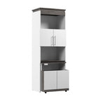 30W Tall Storage Cabinet with Fold-Out Desk