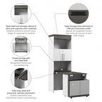 30W Tall Storage Cabinet with Fold-Out Desk