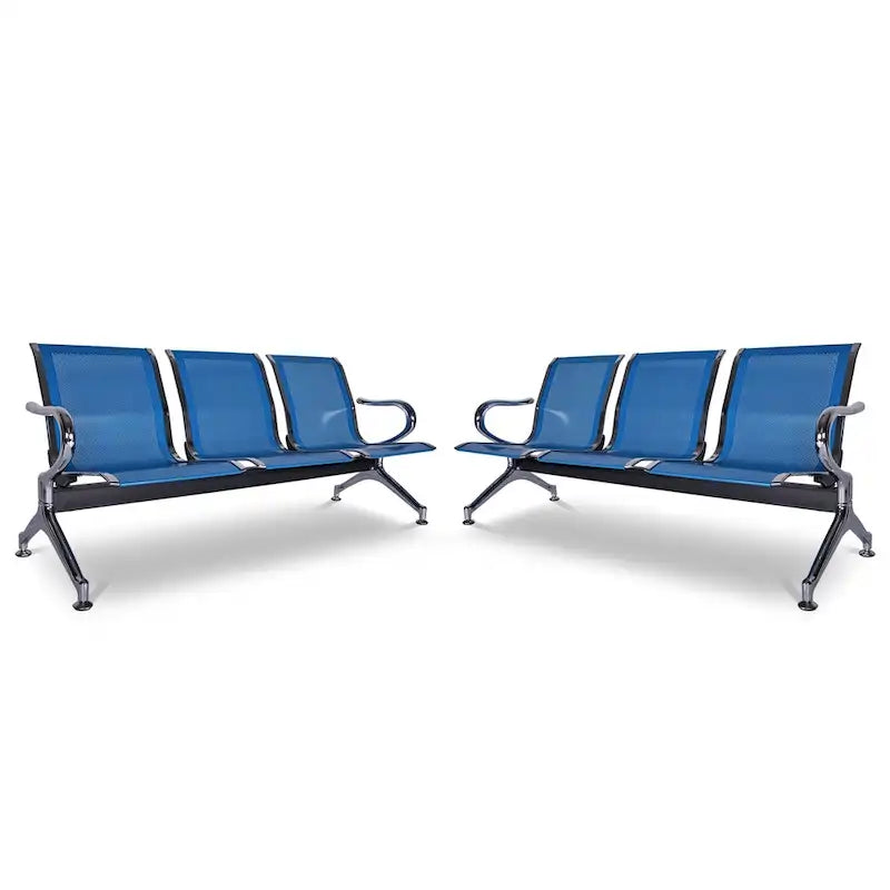 Kinbor 3-Seat Airport Reception Waiting Chair Bank Salon Barbershop Bench Guest Chair