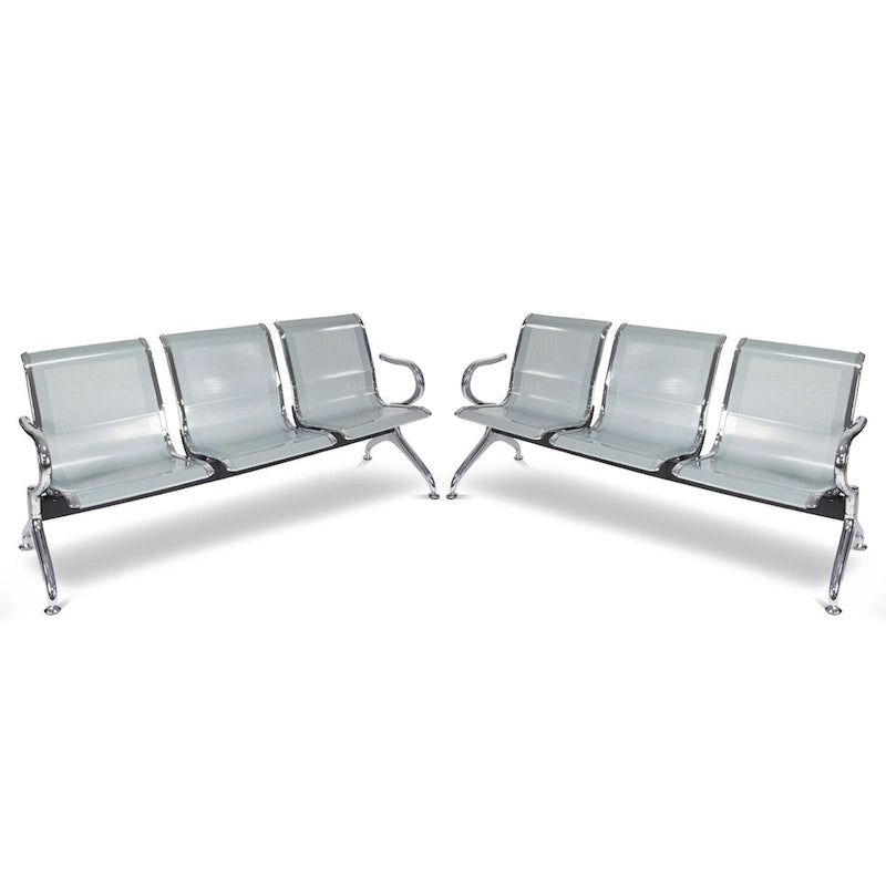 Kinbor 3-Seat Airport Reception Waiting Chair Bank Salon Barbershop Bench Guest Chair