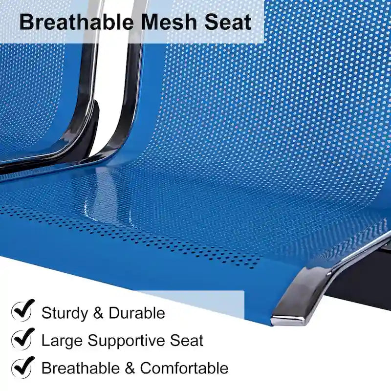 Kinbor 3-Seat Airport Reception Waiting Chair Bank Salon Barbershop Bench Guest Chair