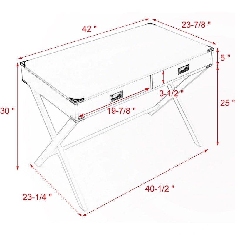 Solid Wood Computer Desk with Drawers