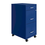 Space Solutions 18  Deep 3 Drawer Mobile File Cabinet, Classic Blue