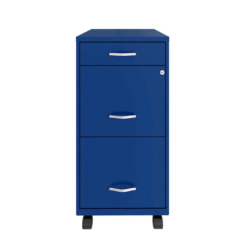 Space Solutions 18  Deep 3 Drawer Mobile File Cabinet, Classic Blue