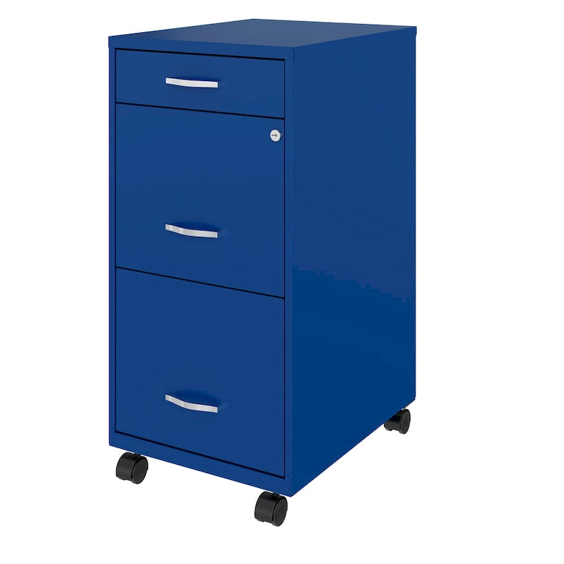 Space Solutions 18  Deep 3 Drawer Mobile File Cabinet, Classic Blue