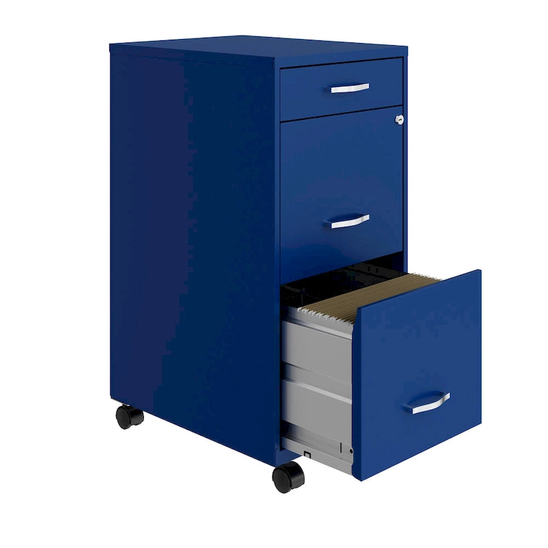 Space Solutions 18  Deep 3 Drawer Mobile File Cabinet, Classic Blue
